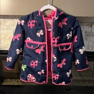 Gymboree Pink and blue Raincoat with butterfly ladybug print size 5